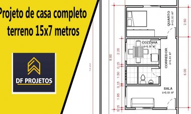 Projeto de casa completo terreno 15×7 metros