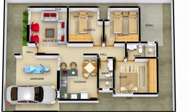 Exemplos de plantas de casa.