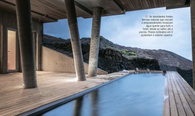 A arquitetura junto com a aurora boreal!