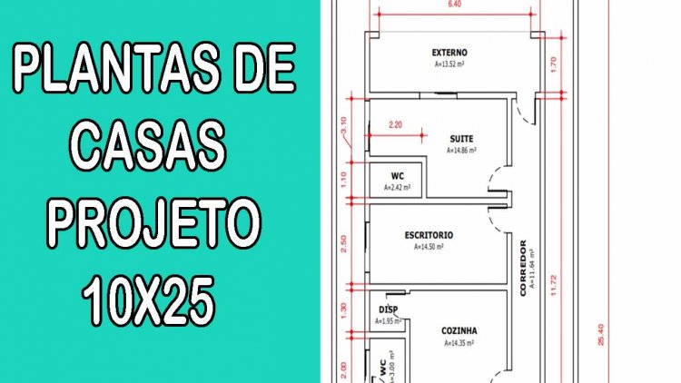 Plantas de casas projeto terreno 10×25