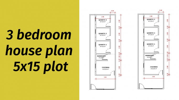3 bedroom house plan 5x15 plot